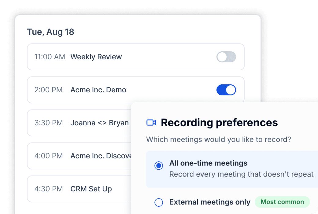 Auto-recording settings interface