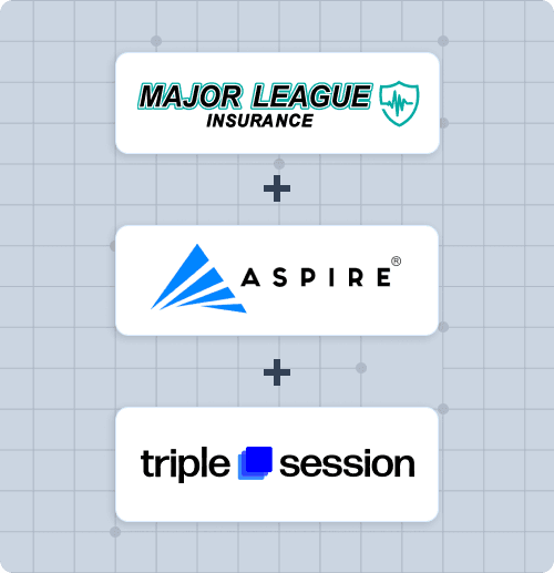 Major League Insurance, Aspire, and Triple Session logos