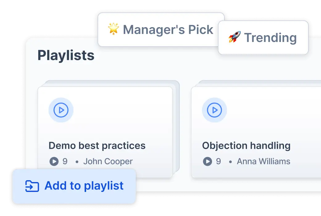 Playlists of best-performing call clips, curated and categorized